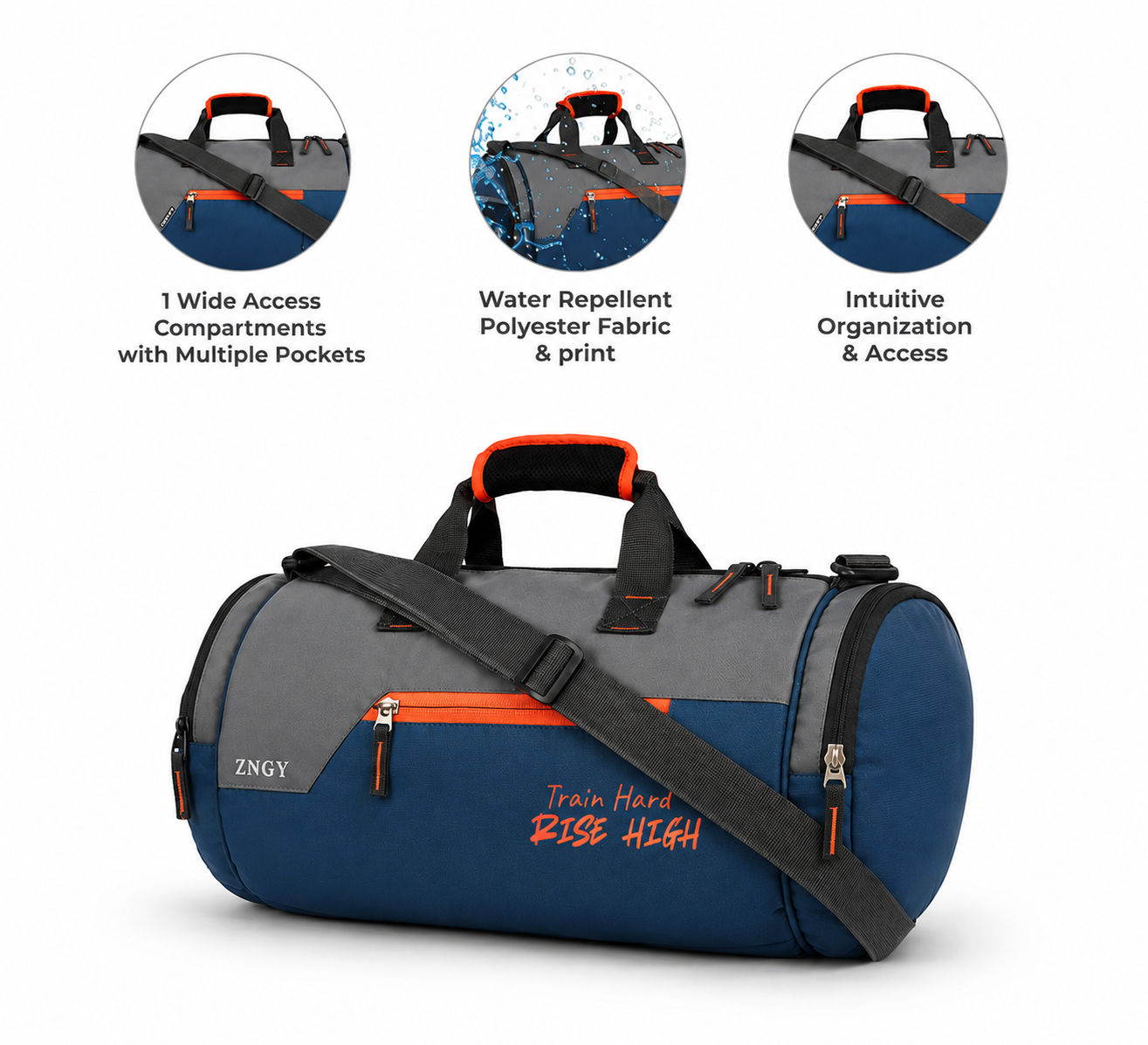 ZNGY Cross Training Duffel Bag - Grey & Blue - Image 3
