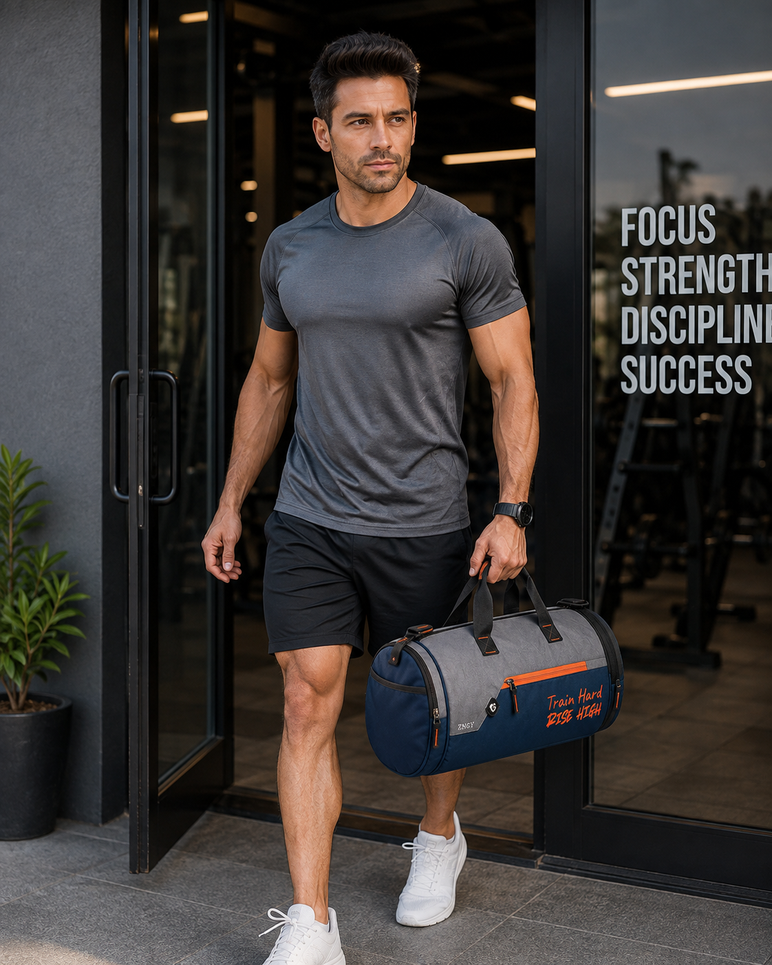 ZNGY Cross Training Duffel Bag - Grey & Blue - Image 2