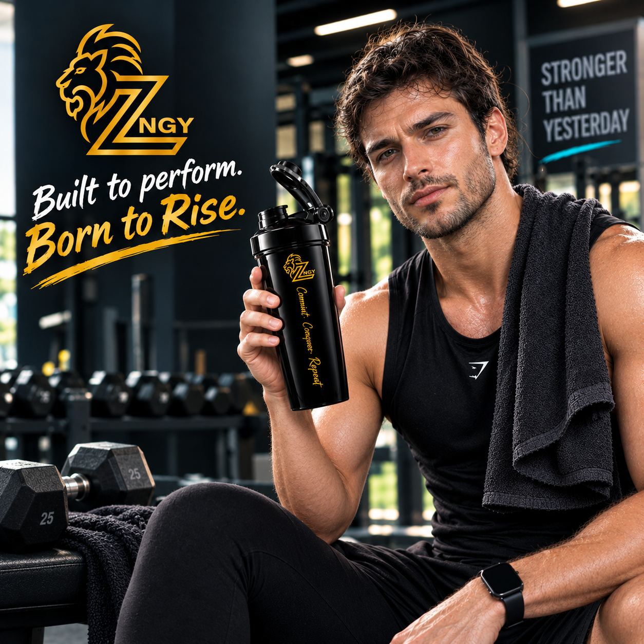 ZNGY HYDRA 750 ML Protein Shaker Bottle | BPA Free | Leak Proof | Twist Lock | Black - Image 4