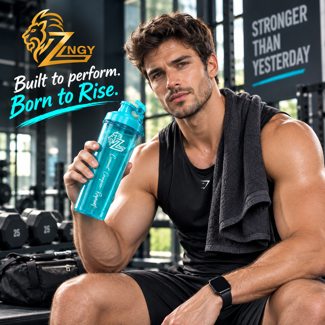 ZNGY HYDRA 750 ML Protein Shaker Bottle | BPA Free | Leak Proof | Twist Lock | Turquoise Blue - Image 5
