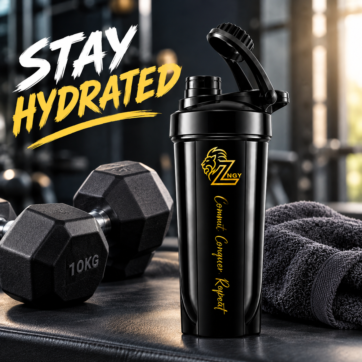 ZNGY HYDRA 750 ML Protein Shaker Bottle | BPA Free | Leak Proof | Twist Lock | Black - Image 5
