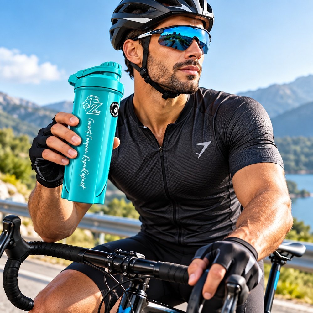 ZNGY HYDRA 750 ML Protein Shaker Bottle | BPA Free | Leak Proof | Twist Lock | Turquoise Blue - Image 6